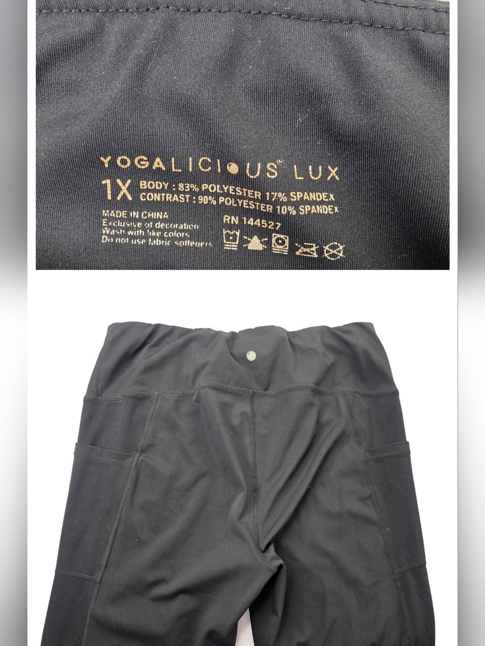 Yogalicious 1X Lux Black High-Rise Pocket Leggings CT-3737 - Picture 3 of 6